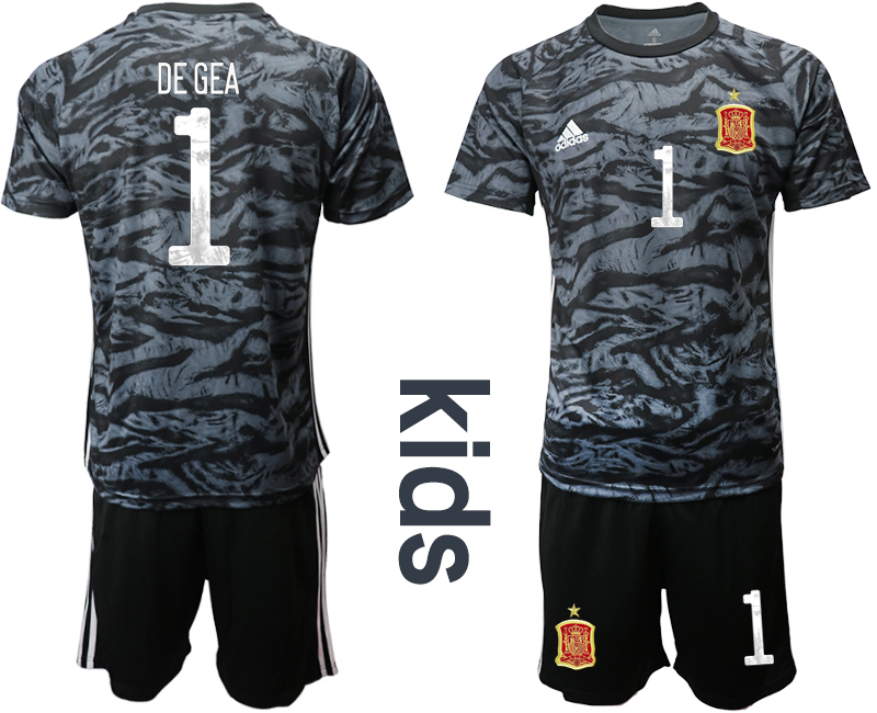 2021 European Cup Espana black Youth goalkeeper #1 black soccer jerseys